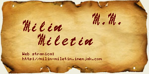 Milin Miletin vizit kartica